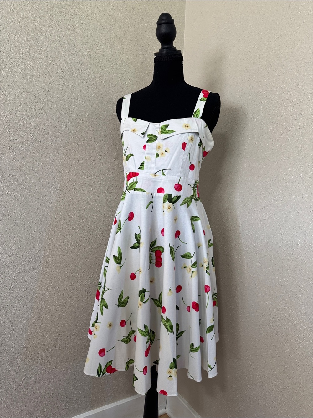 Maggie Tang White Floral Cotton Dress - Cherry Print